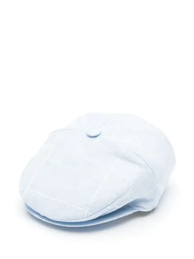 Colorichiari Babies' Linen Baker Boy Cap In Blue