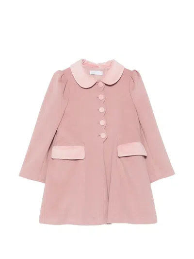 Colorichiari Kids' Peter Pan Collar Flared Coat In Pink