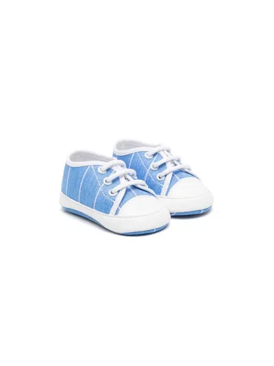 Colorichiari Babies' Pinstripe-pattern Pre-walkers In 蓝色