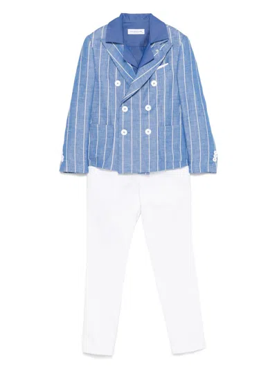 Colorichiari Kids' Pinstriped Suit In Blue