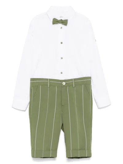 Colorichiari Kids' Pinstriped Trousers Set (set Of Three) In Green