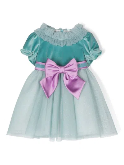 Colorichiari Babies' Ruffle-detail Dress In Green