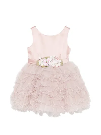 Colorichiari Kids' Ruffled Flower-appliqué Dress In Pink