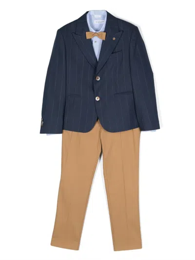 Colorichiari Kids' Single-breasted Pinstripe Suit In Blue