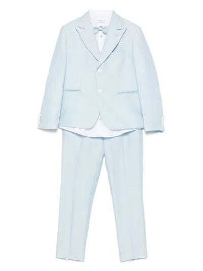 Colorichiari Kids' Slub-texture Suit In Blue