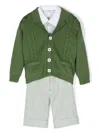 Colorichiari Stripe-print Cotton Short Set (set Of Four) In Green