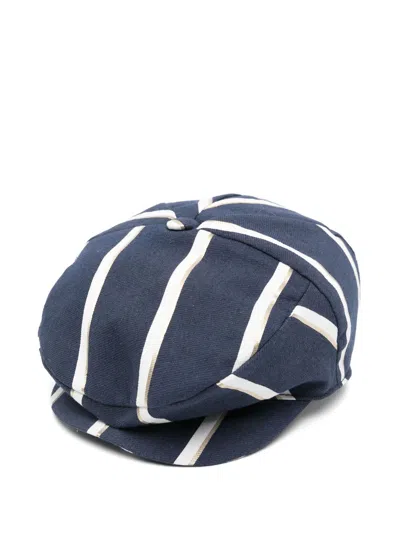 Colorichiari Babies' Striped Baker Boy Cap In Blue