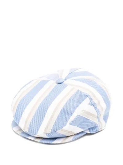 Colorichiari Babies' Striped Baker Boy Cap In Blue