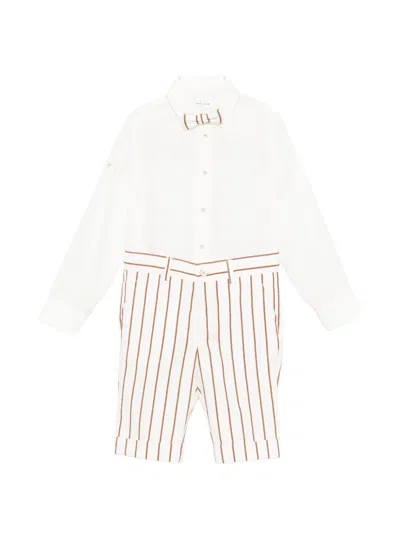 Colorichiari Kids' Striped Bow Suit (set Of Four) In Red