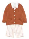 Colorichiari Striped Short Set In Brown