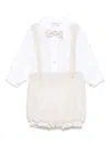 Colorichiari Bow-tie Dungarees Set In White