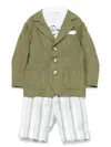 Colorichiari Striped Shorts, Shirt And Blazer Set In Green
