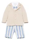Colorichiari Striped Shorts, Shirt And Blazer Set In Neutrals