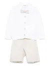 Colorichiari Striped Shorts, Shirt And Cardigan Set In White