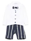 Colorichiari Striped Shorts, Shirt And Cardigan Set In White