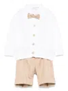 Colorichiari Striped Shorts, Shirt And Cardigan Set In White