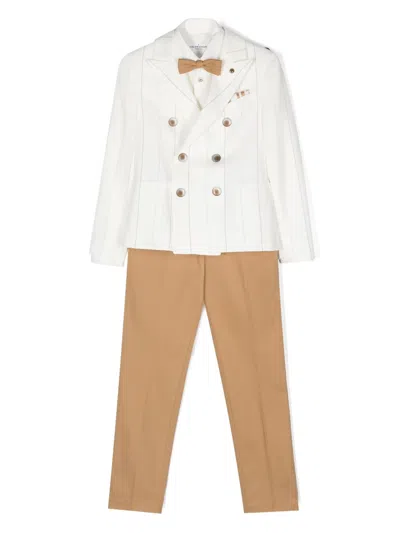 Colorichiari Kids' Striped Three-piece Suit In White