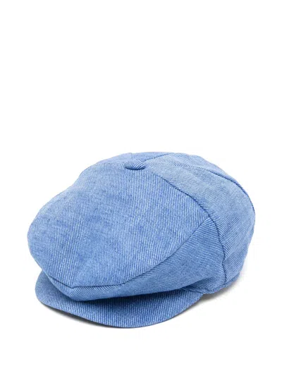 Colorichiari Babies' Twill Baker Boy Cap In Blue
