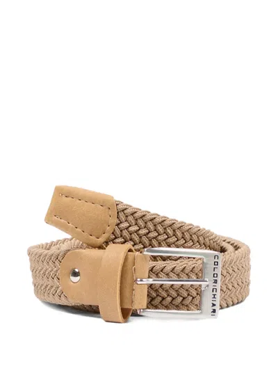 Colorichiari Kids' Woven Square-buckle Belt In Brown