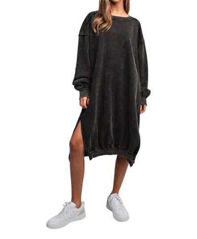 Coloring You Bohemian Style Sweatshirt Dress In Black
