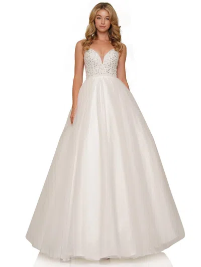 Colors 2382  Long Formal Beaded Prom Dress In White