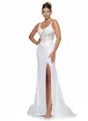Colors 2848  Long Spaghetti Strap Prom Dress In White