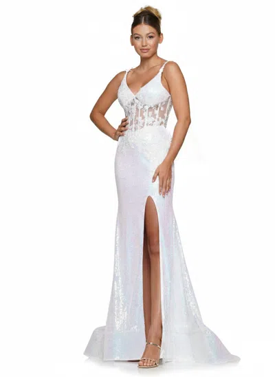 COLORS 2848 COLORS LONG SPAGHETTI STRAP PROM DRESS OFF WHITE
