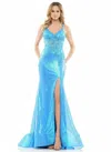 Colors 2848  Long Spaghetti Strap Prom Dress Turquoise In Blue