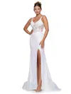 Colors 2848  Long Spaghetti Strap Prom Dress In White