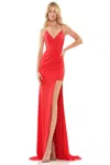 Colors 2955 Long Formal Fitted Slit Prom Dress In Red