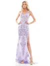 Colors 2990 Long Sleeveless Glitter Prom Dress In Purple