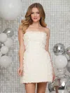 Colors 3331 Short A Line 3d Flower Cocktail Dress In White