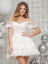 Colors 3347 Short Cocktail Homecoming Glitter Dress In White