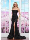 Colors 3415 Formal Fitted Long Prom Glitter Dress In Black