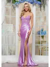 Colors 3422 Fitted Evening Formal Metallic Long Prom Dress In Purple