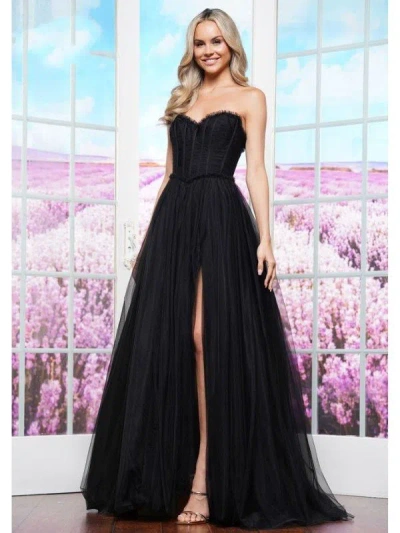 Colors 3486 Formal Ball Gown Long Prom Dress In Black
