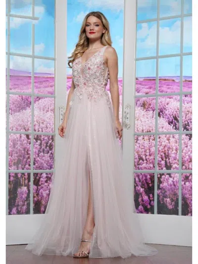 Colors 3499 A Line Long Formal 3d Floral Prom Dress In Multi