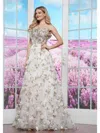 Colors 3502 Formal Long 3d Floral Prom Ball Gown In White