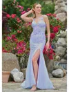 Colors 3526 Long Floral Glitter Formal Prom Dress In Purple
