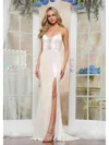 Colors 3528 Long Formal Slit Fitted Sequin Prom Dress In White