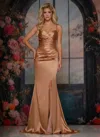 Colors 3530 Fitted Formal Long Evening Prom Dress In Brown