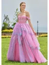Colors 3534 Formal Ball Gown Long Ruffle Prom Dress In Pink