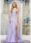 Colors 3575 A Line Formal Long Floral Evening Prom Dress In Purple