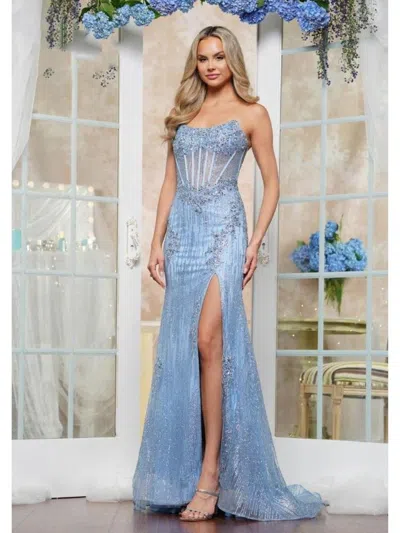 Colors 3588 Fitted Formal Long Slit Evening Prom Dress In Purple