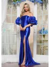 Colors 3616 Fitted Long Formal Slit Evening Prom Dress In Blue