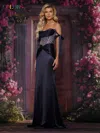 Colors 3691 Fitted Long Corset Formal Metallic Evening Prom Dress In Black
