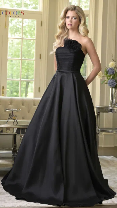 Colors 3737 Long Formal 3d Floral A Line Ball Gown Prom Dress In Purple