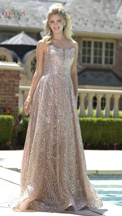 Colors 3790 Glitter Long Formal Ball Gown Prom Dress