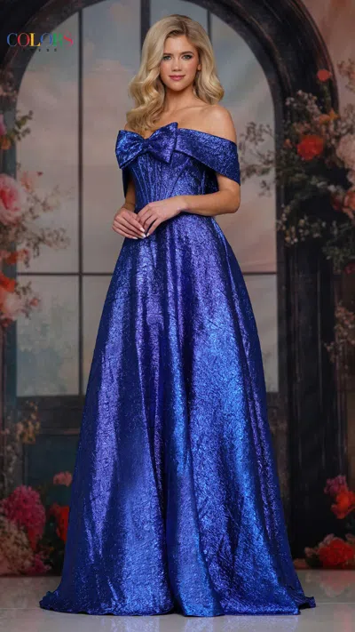 Colors 3792 Glitter Beaded Long Formal Corset A Line Ball Gown Prom Dress