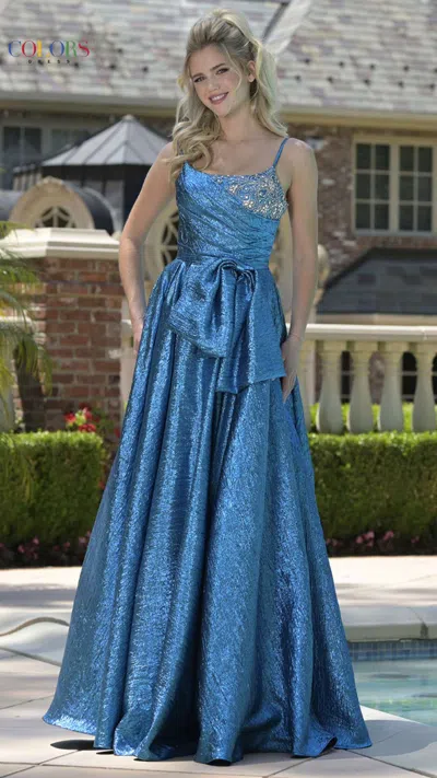 Colors 3793 Long Formal Glitter Beaded Prom Dress